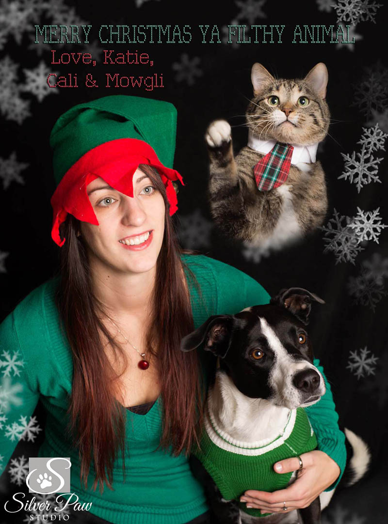 Meany Family Christmas Card Front Silver Paw Studio