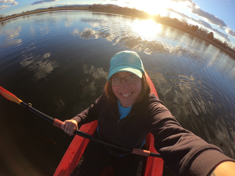 Monique kayaking on Cattail Pond