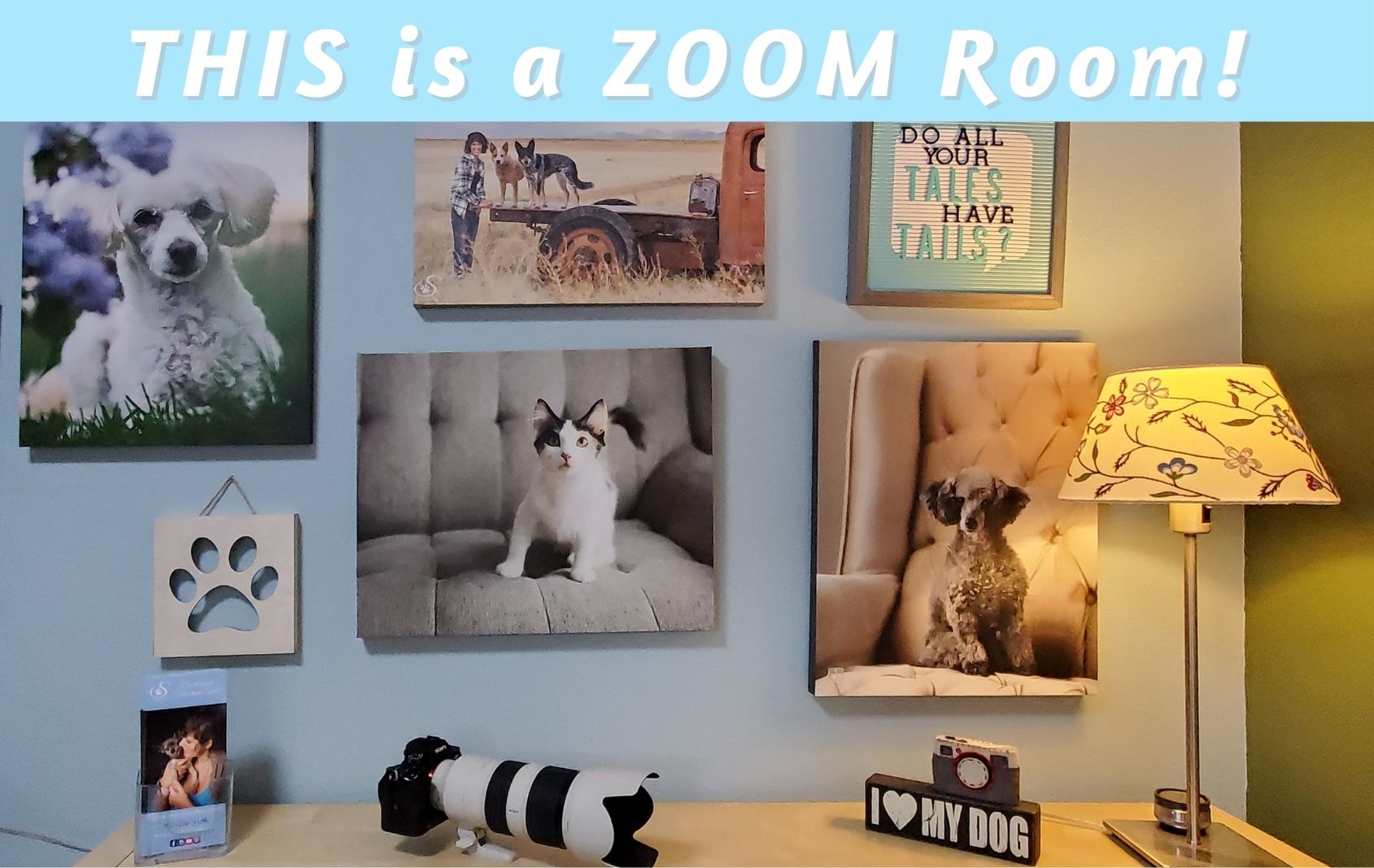 this is a zoom room blog banner canvas prints on office wall as a zoom background